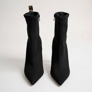 New Schutz Women’s Pointed Toe Bootie Ankle Boot with Leopard Print Trim 4” Heel